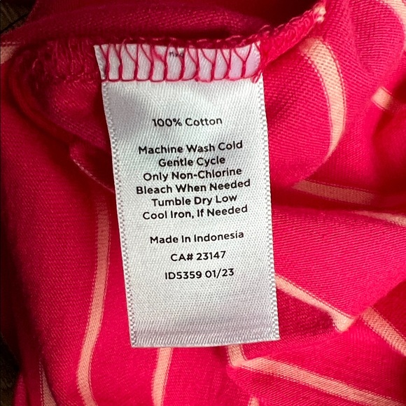 Talbots Hot Pink & White Striped V-Neck Tie-Sleeve Top NWT Size MP - Picture 9 of 13